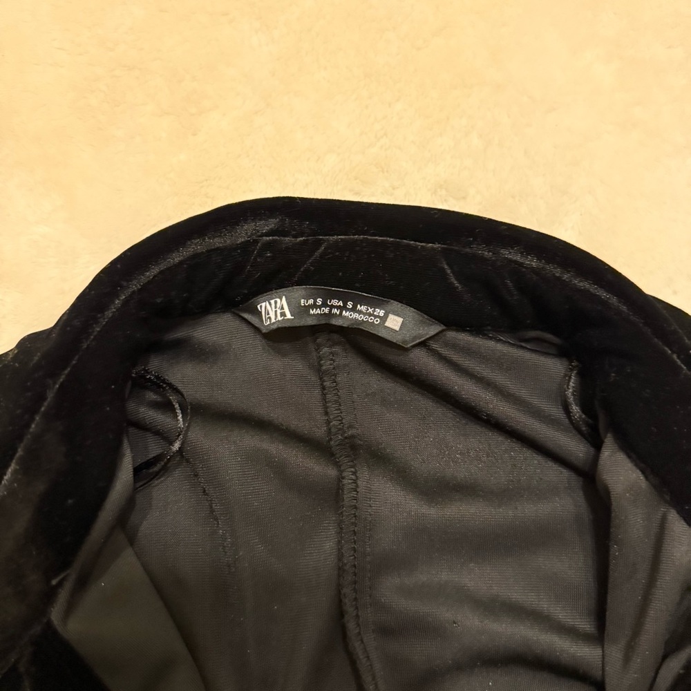 Zara Black Velvet Suit Dress Small - Picture 2 of 5
